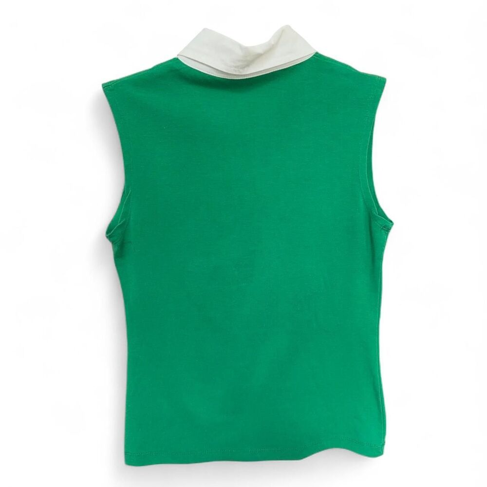Green Sleeveless Contrast Polo Top  size S - Picture 2 of 8